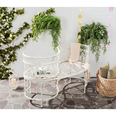 Antique White Victorian Heart-Shaped Kissing Bench