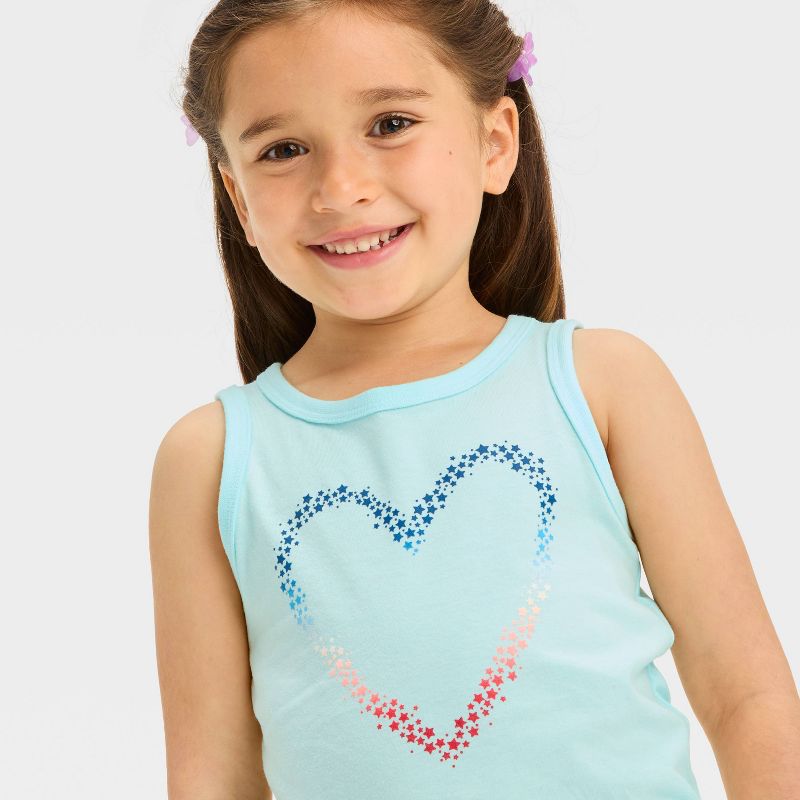Toddler Girls' Sparkle Americana Heart Graphic T-Shirt - Cat & Jack™ Light Blue, 3 of 5