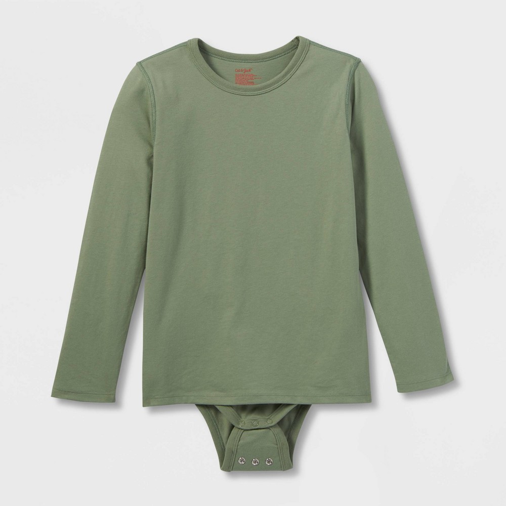 Kids' Adaptive Long Sleeve Bodysuit with Abdominal Access - Cat & Jack Army Green S