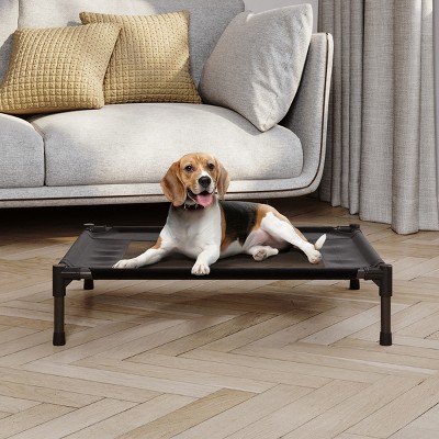 Medium Black Elevated Waterproof Outdoor Dog Bed