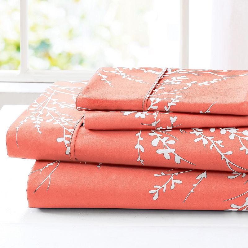 Collections Etc 4-Piece Spring Foliage Bed Sheet and Pillowcase Set, 4 of 6