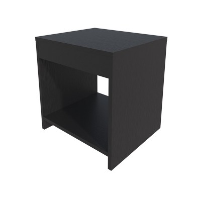 GlasFlength Nightstands Modern Nightstand Bedroom Nightstand Bedside Table with Drawer Open Shelf for Living Room, Black, 13.9"*15.7"*16.5"