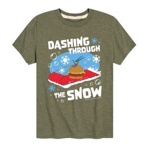 Boys' - SpongeBob SquarePants - Dashing Through The Snow Short Sleeve Graphic T-Shirt - 1 of 4
