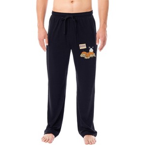Peanuts Mens' Halloween Pumpkin Snoopy Boo! Classic Sleep Pajama Pants Black - 1 of 3