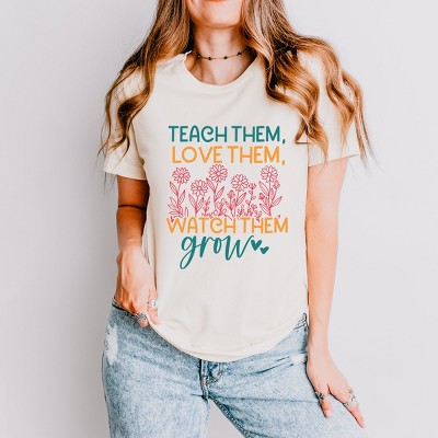 Simply Sage Market Watch Them Grow Flower Garden Short Sleeve Tee - S - Cream