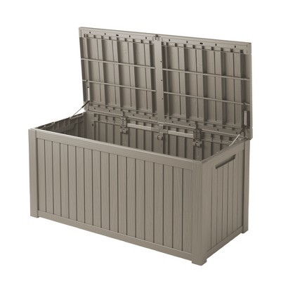 FURNIinspire Deck Boxes, Waterproof Deck Box with Lockable Storage Container for Patio Furniture Cushions Garden Tools, Brown, 61.02"*28.39"*29.17"