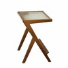 Homy Casa Rattan Accent Side Table with Glass Top, Boho End Table with Storage Shelf for Living Room, Bedroom, or Small Spaces, Walnut - 4 of 4