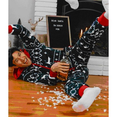 Tipsy Elves Blue Reindeer Jumpsuit - Festive Christmas One Piece Reindeer Pajamas for Men and Women