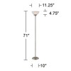 360 Lighting Maddox Modern Torchiere Floor Lamp 71" Tall Satin Nickel Silver Metal Alabaster Glass Shade for Living Room Bedroom Office House Home - 4 of 4