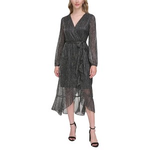 Kensie Womens Metallic Crinkle Wrap Dress - 1 of 1