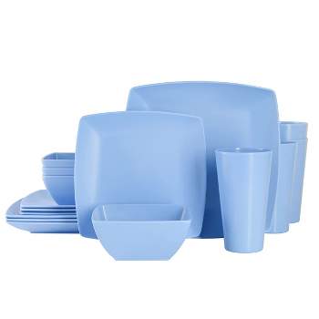Gibson Home Grayson 16 Piece Melamine Dinnerware Set in Blue
