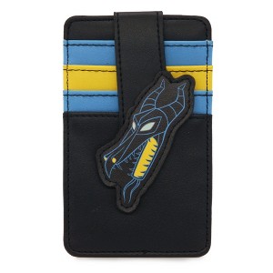 Disney Vegan Leather Wallet, ID Card Holder, Maleficent Dragon Face Black Blue Yellow - 1 of 4