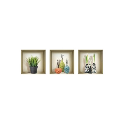 HomeRoots Set of Three Nia Faux Niche 3D Peel and Stick Wall Decals