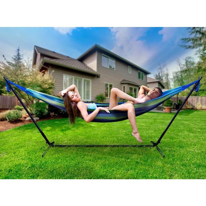 Sorbus Double Hammock With Steel Stand - Portable Carrying Case Included Tropical, 3 of 7