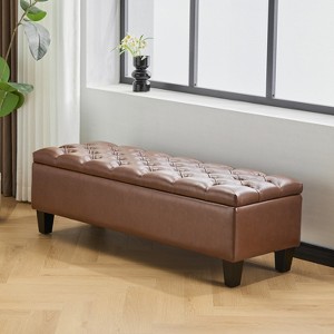 Bella Depot 51'' Ottoman Bench with Storage PU Surface, Rubber Wood Legs, 300 lbs Capacity - 1 of 4