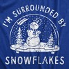 Mens Im Surrounded By Snowflakes T Shirt Funny Winter Snowman Snow Globe Tee For Guys - Crazy Dog Men's T Shirt - 2 of 4