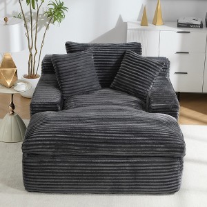 Beautyolove Oversized Polyester Upholstered Square Arm Chaise Lounge Full Foam Sofa Couch with Pillows - 1 of 4