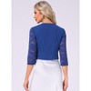 INSPIRE CHIC Women's Work Floral 3/4 Lace Trim Sleeves Open Front Bolero Shrug - 4 of 4
