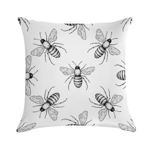 Bee Insects Cafe Pattern Doodle Tea Pots Pillow Covers 18x18 Decorative Throw Pillows Soft Square Cushion Covers for Couch Sofa Bedroom - 1 of 1