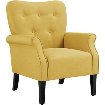 Yaheetech Fabrics Upholstered Accent Chair Arm Chair for Living Room, Yellow