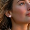 Ross-Simons 3.60 ct. t.w. Simulated Pink Sapphire Earrings With .50 ct. t.w. Czs in Sterling Silver - 2 of 3