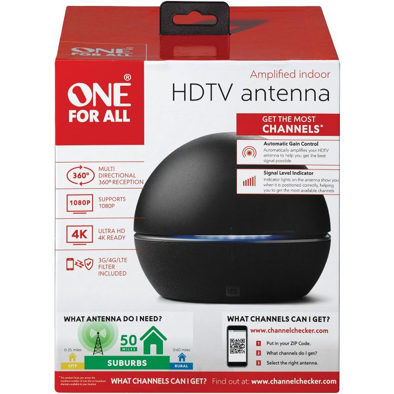 One For All® Design Series Suburbs Line Amplified Indoor Ball HDTV Antenna, 5 of 9