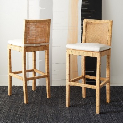 Tojo Natural Cane Bar Stool with White Cushion