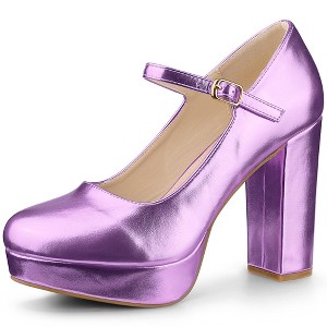 Perphy Women's Platform Ankle Strap Chunky Heels Mary Janes Pumps - 1 of 3