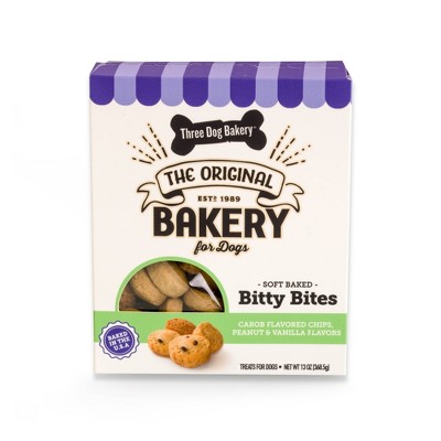 Three Dog Bakery Bitty Bites Carob Chip Peanut Butter and Vanilla Dry Chewy Dog Treats - 13oz