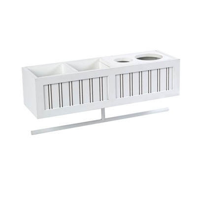 White MDF Floating Wall Shelf with Towel Bar