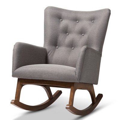 Waldmann Mid Century Modern Fabric Upholstered Rocking Chair Gray - Baxton Studio