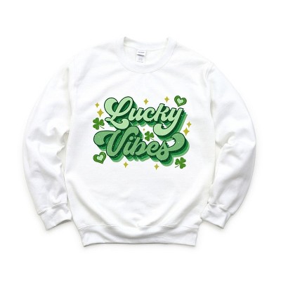 Simply Sage Market Women's Graphic Sweatshirt Lucky Vibes Cursive