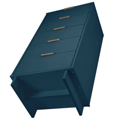 Midnight Blue Vertical 5-Drawer Dresser with Soft Close