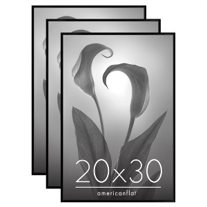 Americanflat 20x30 Poster Frame with Polished Front Cover, Set of 3, Slide-In Photo Frame with Buildable Molding, Fusion Collection, Black - 1 of 4