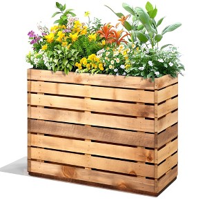 TUYOHW Metal Planter Box, Rectangular Planter Box with Drainage Holes, Large Planters with Removable Shelf for Outdoor Plants, Black - 1 of 4