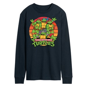 Men's - Teenage Mutant Ninja Turtles - Retro Sunset Circle Long Sleeve Graphic T-Shirt - 1 of 4