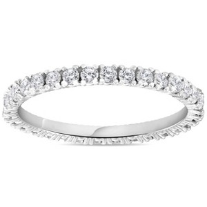 Pompeii3 5/8 cttw Diamond Eternity Ring Womens Stackable Round 14k White Gold Band - 1 of 4