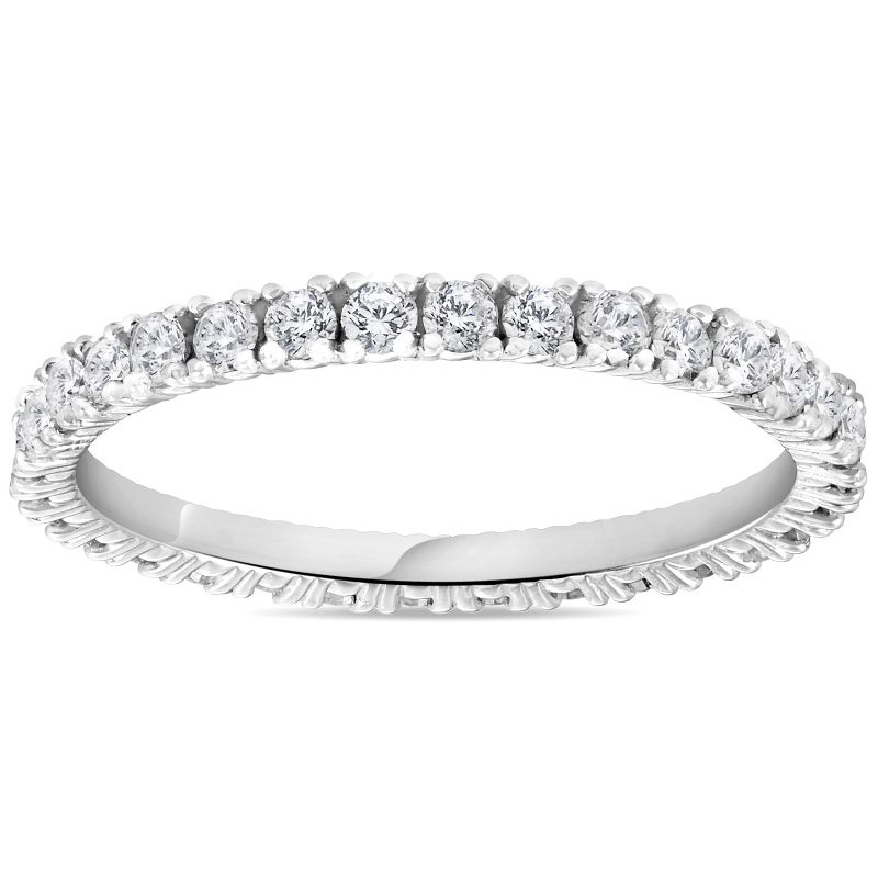 Pompeii3 5/8 cttw Diamond Eternity Ring Womens Stackable Round 14k White Gold Band, 1 of 5