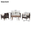 Sapphtopaz Outdoor Patio Furniture Set Wicker Loveseat Sectional Chairs with Acacia Wood Legs and Rectangle Coffee Table for Outdoor, Terrace - 2 of 4
