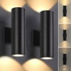 DAKAFUL 2 PACKS Dimmable Wall Lights Outdoor, Integrated LED Cylinder Up Down 12W 2700K Modern Aluminum Light - 4 of 4