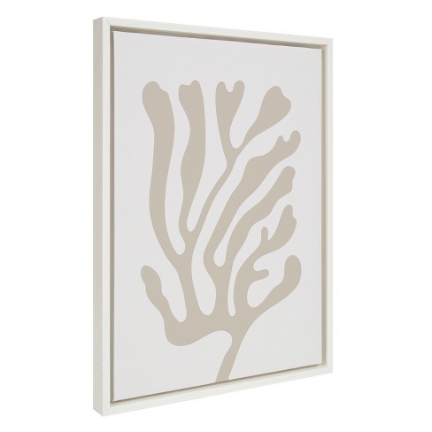 Sylvie Abstract Coral Coastal Frame Canvas by Creative Bunch White - Kate & Laurel All Things Decor - image 1 of 4