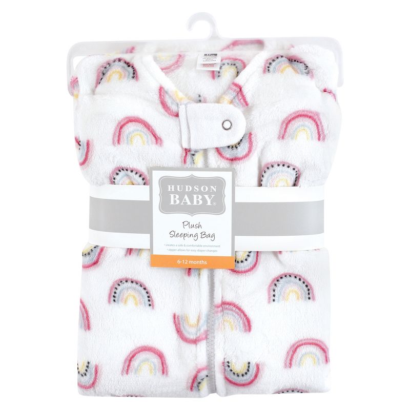 Hudson Baby Infant Girl Plush Sleeping Bag, Sack, Blanket, Sleeveless Modern Rainbow, 2 of 3