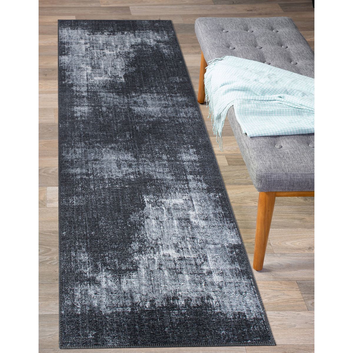 World Rug Gallery Contemporary Distressed Abstract Machine Washable Area Rug: Stain-Resistant, Flat Pile - thumbnail 7