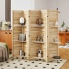 HOMCOM 5 Panel 67" Tall Wood Privacy Screen Room Divider with 3 Display Shelves, and Folding Storage for Bedroom or Home Office, Natural Wood - 2 of 4