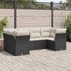 vidaXL Patio Sofa Set with Cushions Outdoor Furniture 6 Piece Poly Rattan - Black and Cream - 2 of 4