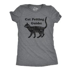 Womens Cat Petting Guide T Shirt Funny Pet Kitty Lover Crazy Cat Lady Novelty Tee - Crazy Dog Women's T Shirt - 1 of 4