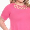 Plus Size Short Sleeve Criss-Cross Neck A-Line Dress-White Mark - 4 of 4
