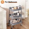 Vynxaria Sleek 3-Tier Small Rolling Cart, Metal Utility Storage Organizer, Locking Wheels, Gray - 3 of 4