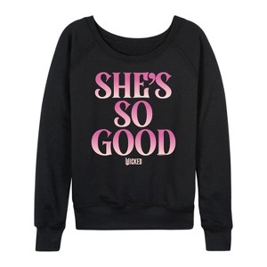 Women's - Wicked - She's So Good Lightweight French Terry Wide Neck Long Sleeve Shirt - 1 of 4