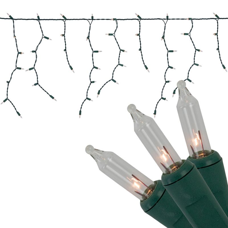 Northlight 300-Count Clear Mini Icicle Christmas Lights, 9 ft Green Wire, 1 of 6
